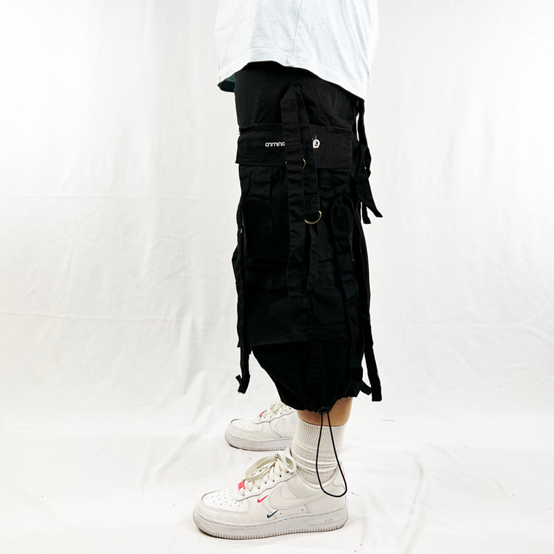 Vintage Criminal Damage Drome Cargo Shorts in Black