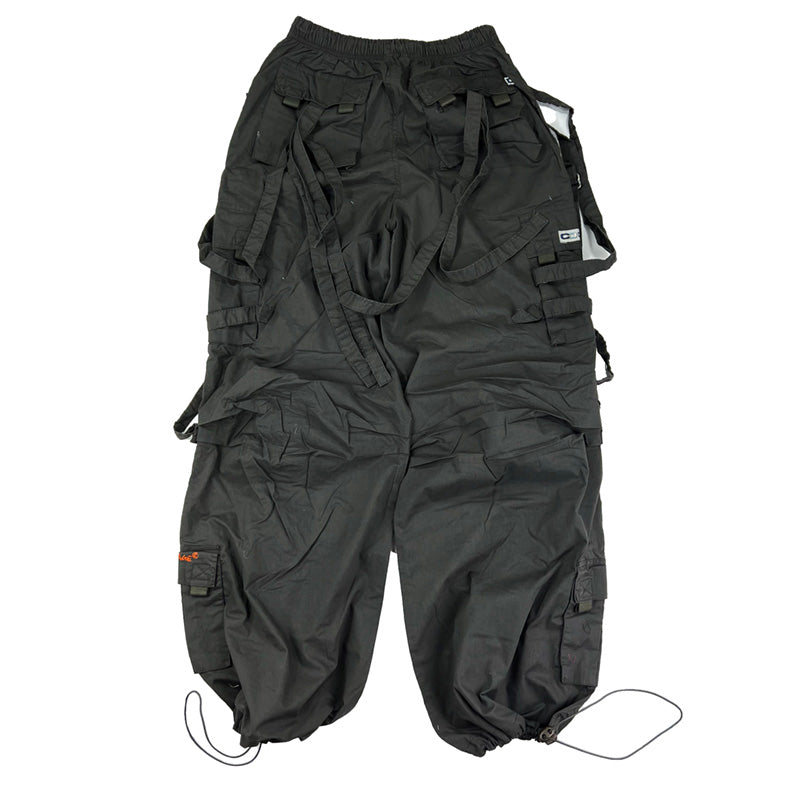 Vintage Criminal Damage Parachute Cargo Trousers in Dark Grey