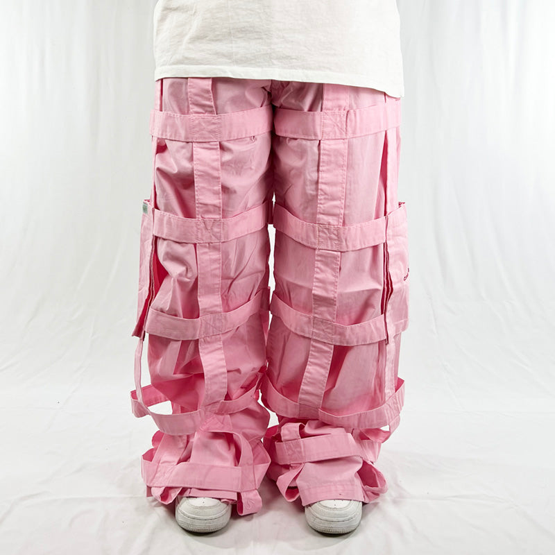 Vintage Criminal Damage Lattice Cargo Trousers in Pink