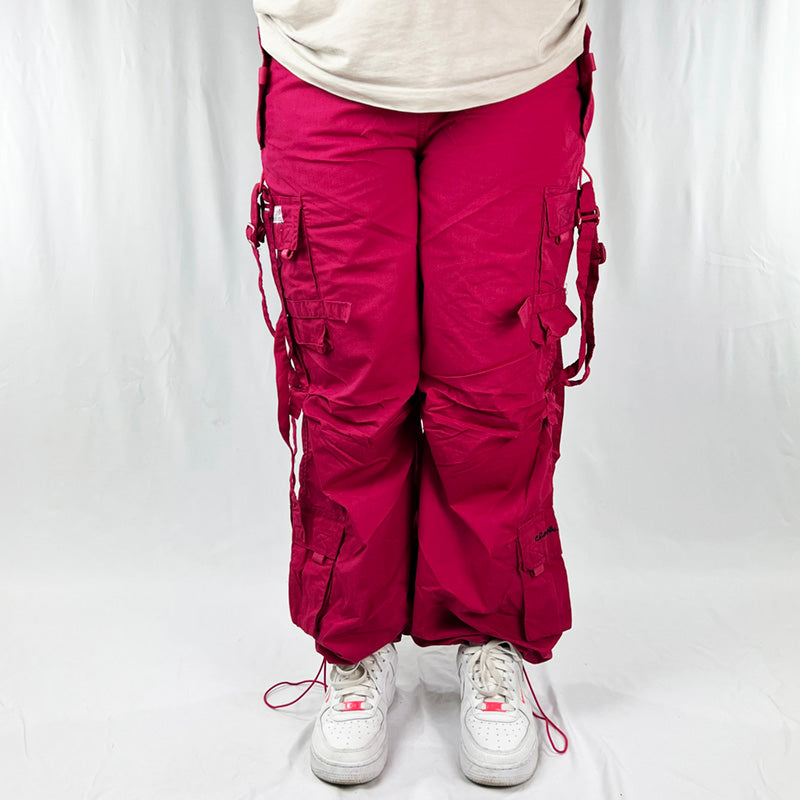 Vintage Criminal Damage Parachute Cargo Trousers in Hot Pink