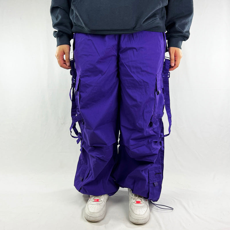 Vintage Criminal Damage Carnaby Parachute Trousers in Purple