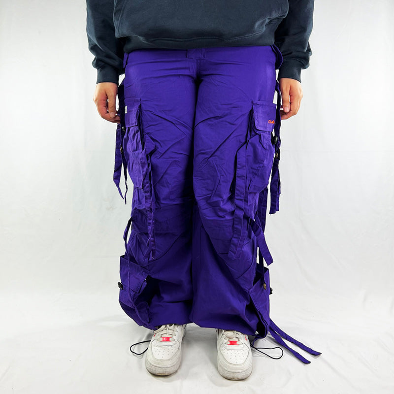 Vintage Criminal Damage Drome Parachute Trousers in Purple
