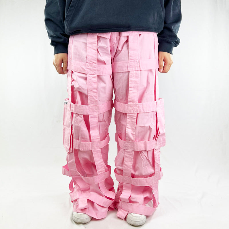 Vintage Criminal Damage Lattice Cargo Trousers in Pink