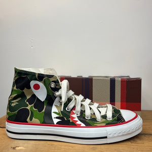 BAPE x Converse Shark Trainers in green camo