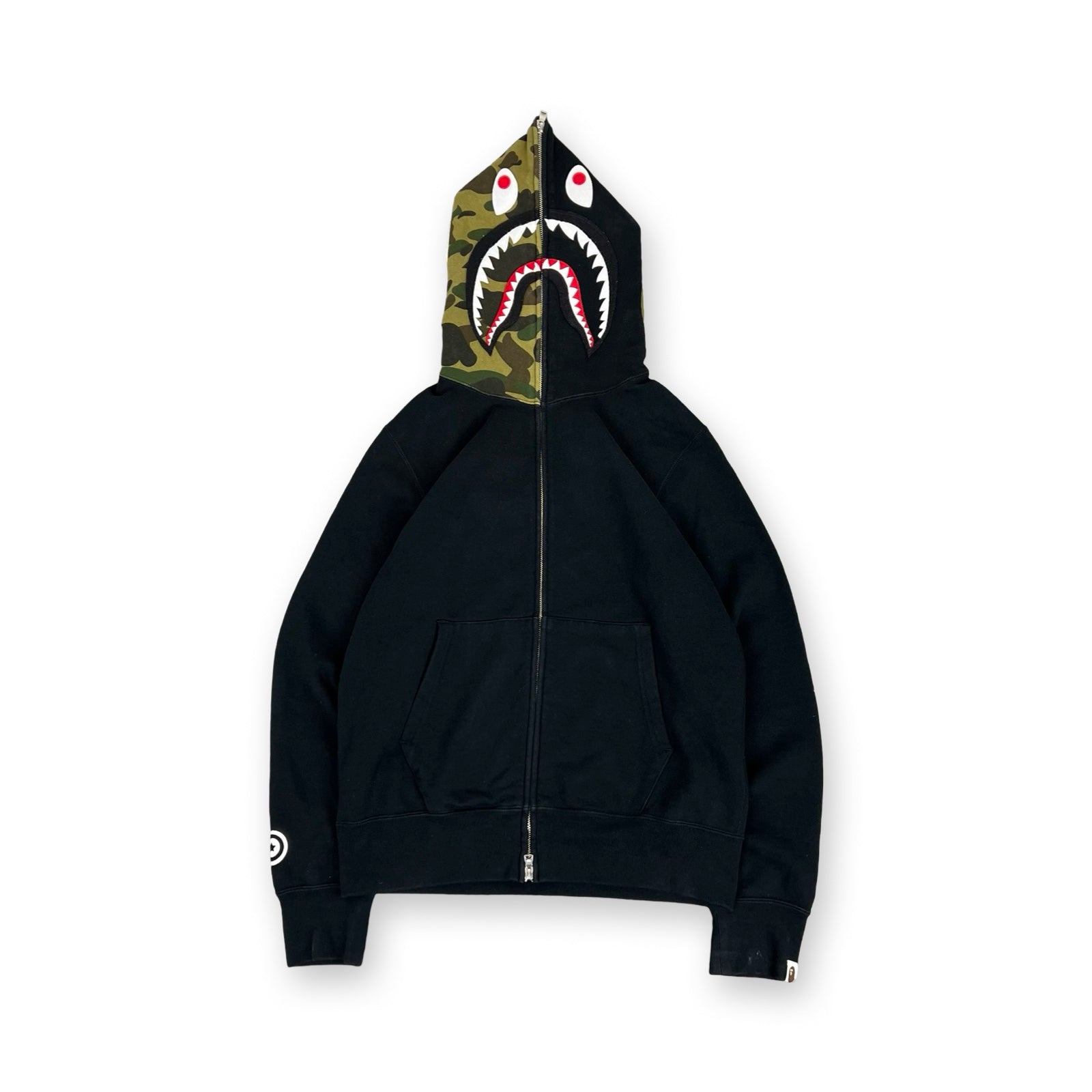 BAPE Split 1st Camo Shark Hoodie in black