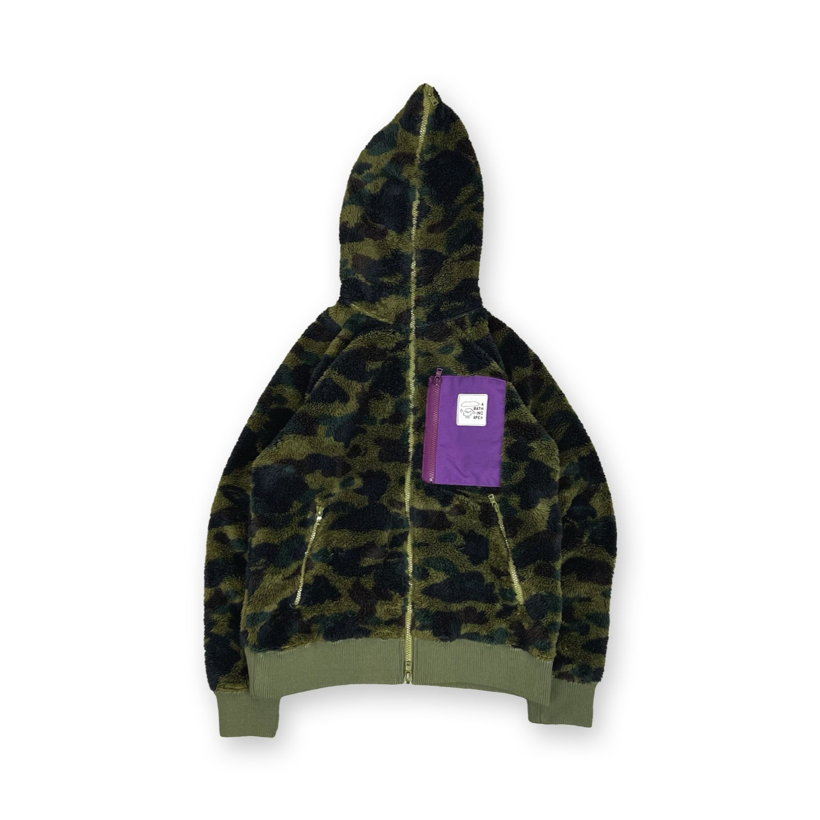 BAPE 1st Camo Boa Wide Full Zip Hoodie in green