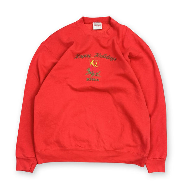 Vintage Happy Holidays IOWA Sweatshirt in red