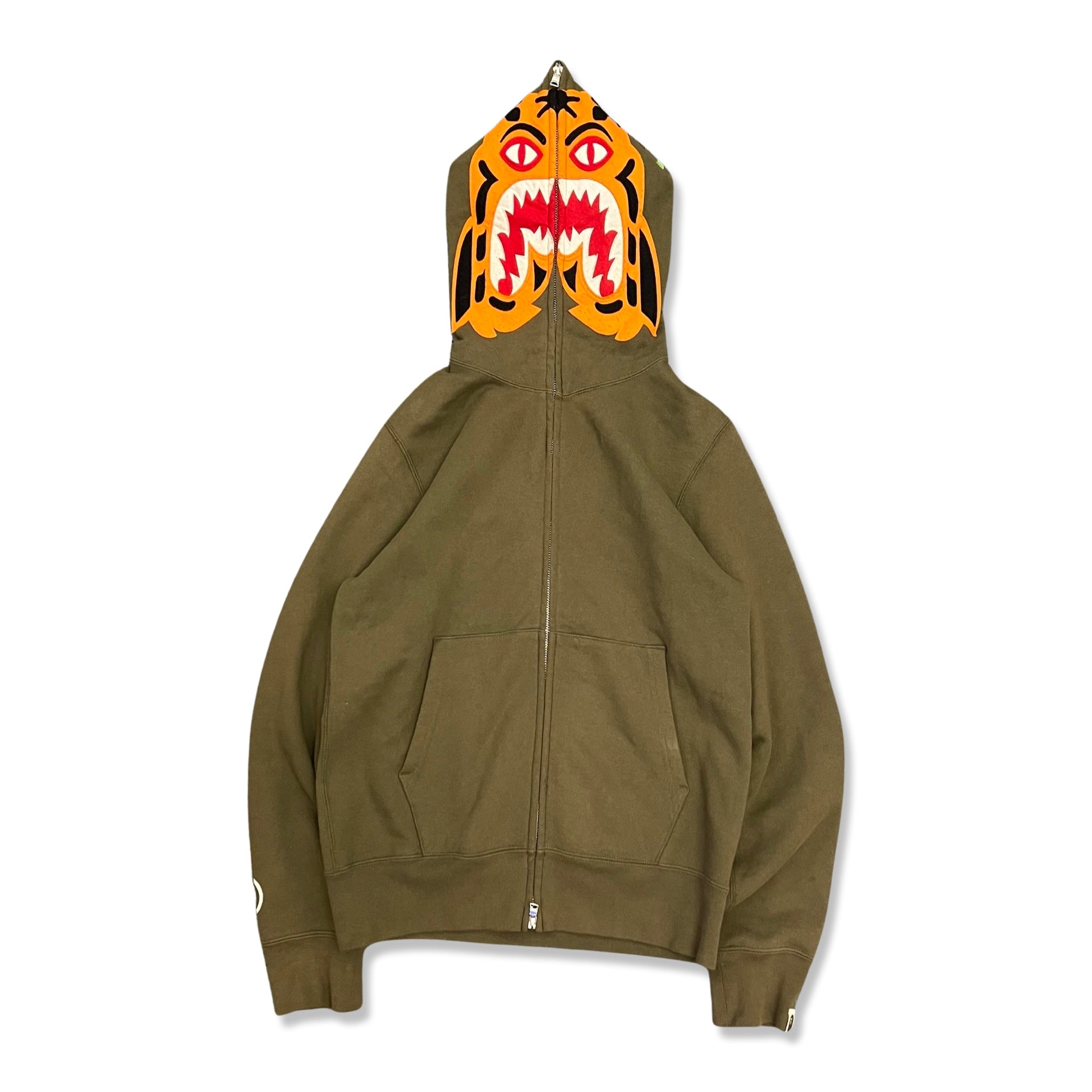 Bape Tiger Full Zip Hoodie in olive