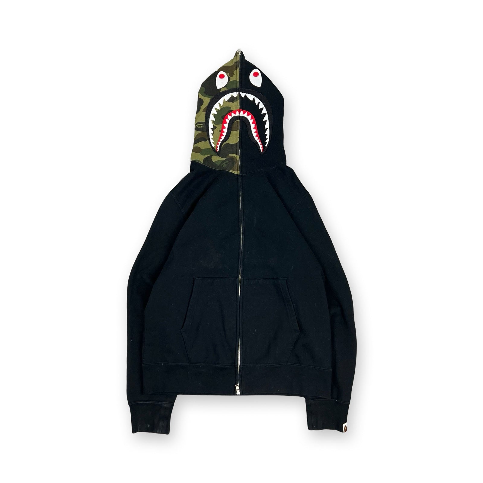 BAPE Split 1st Camo Shark Hoodie in black