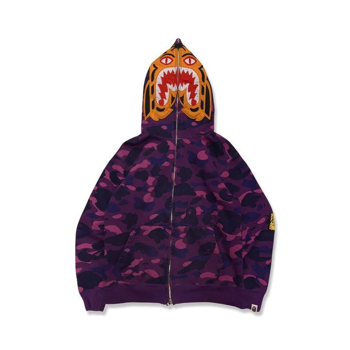 BAPE Tiger Hoodie in purple camo
