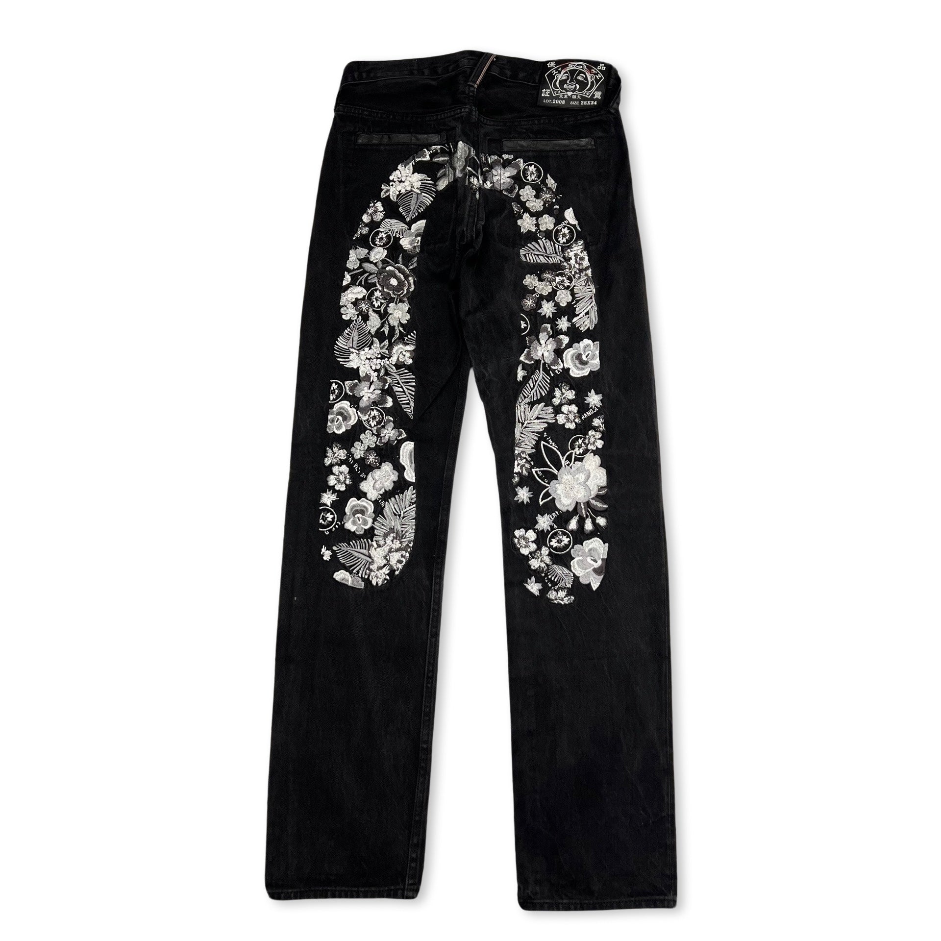 Evisu black jeans big logo selvage
