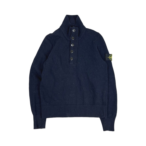 Stone Island 1/2 Zip Knit Jumper in navy blue