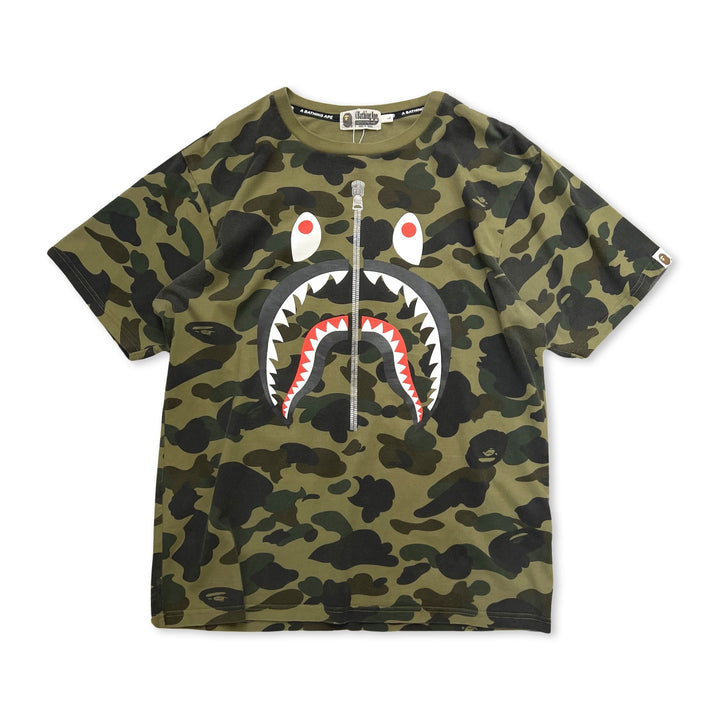 BAPE Shark T-shirt in green camo