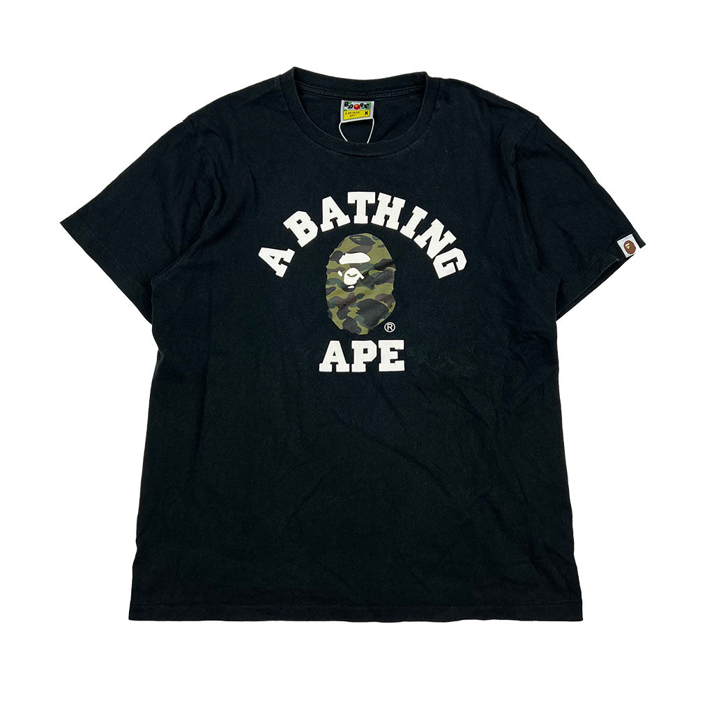 BAPE college logo t-shirt in black