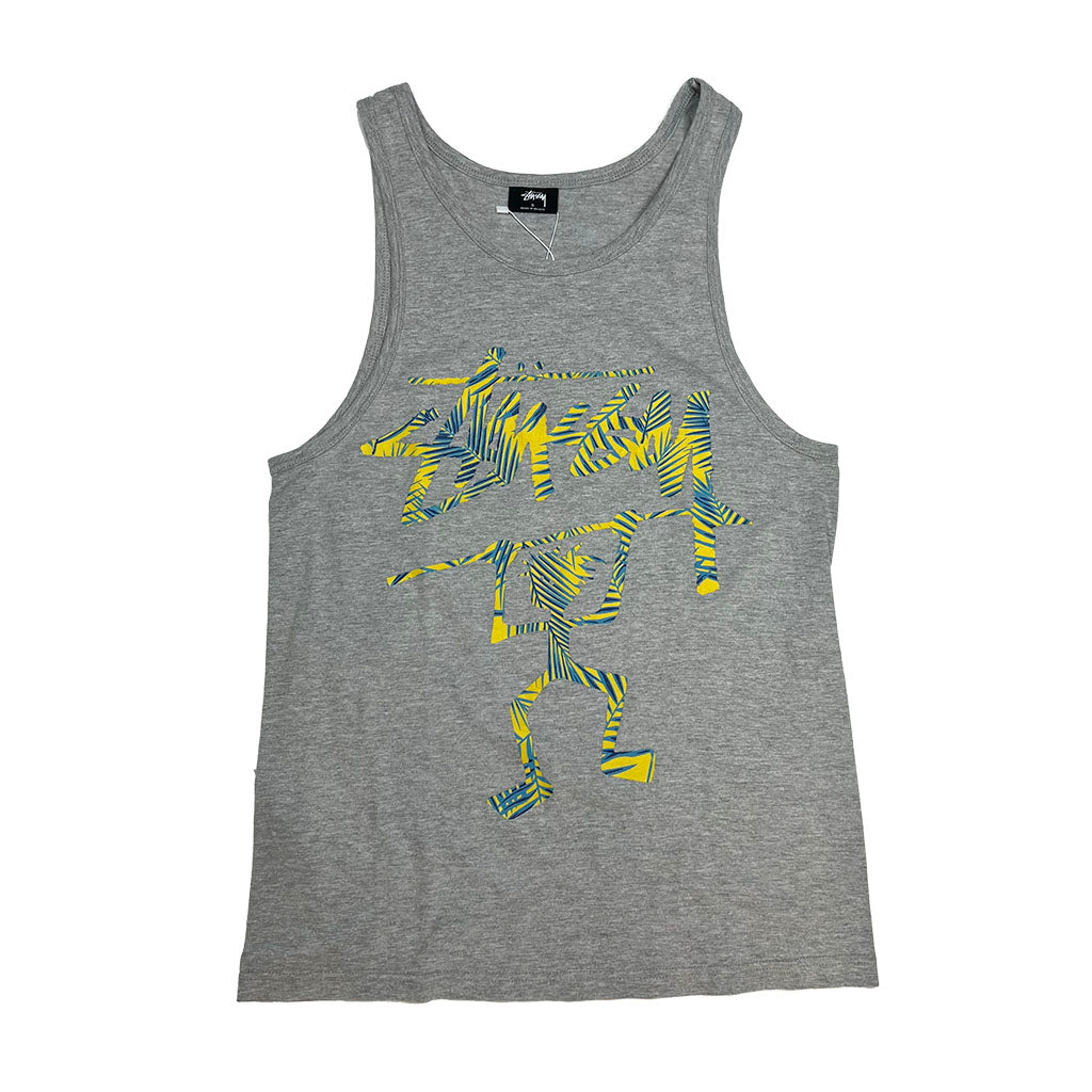 vintage stussy tank top mens grey