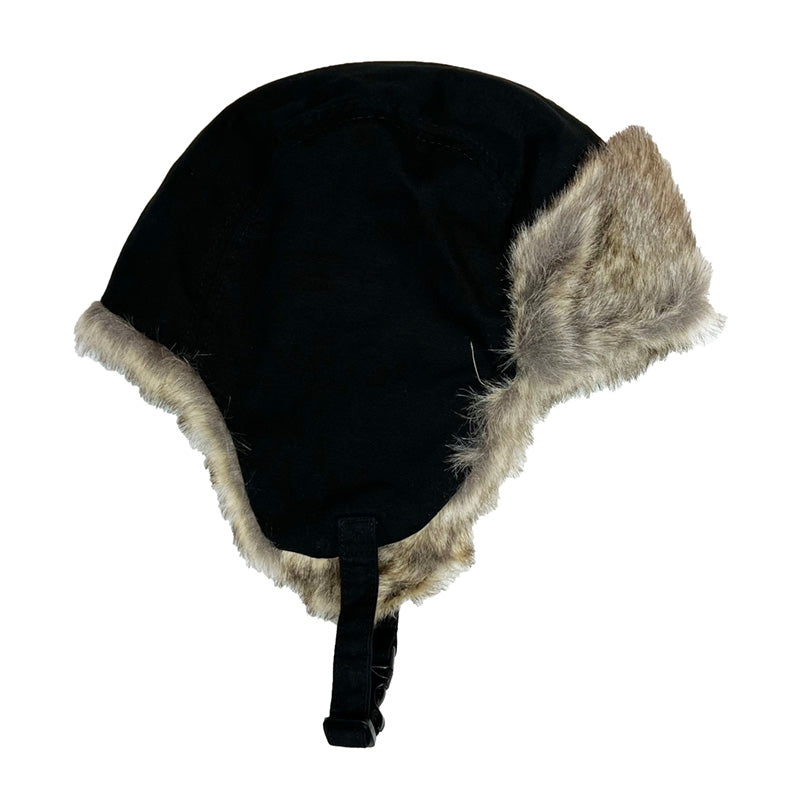 Deadstock Timberland faux fur trapper hat in black with embroidered Timberland logo to back. Colour: Black Brand New with Tags  -  Size on Tag: One Size