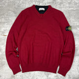 Stone Island AW15 V-Neck Knit Jumper - Red