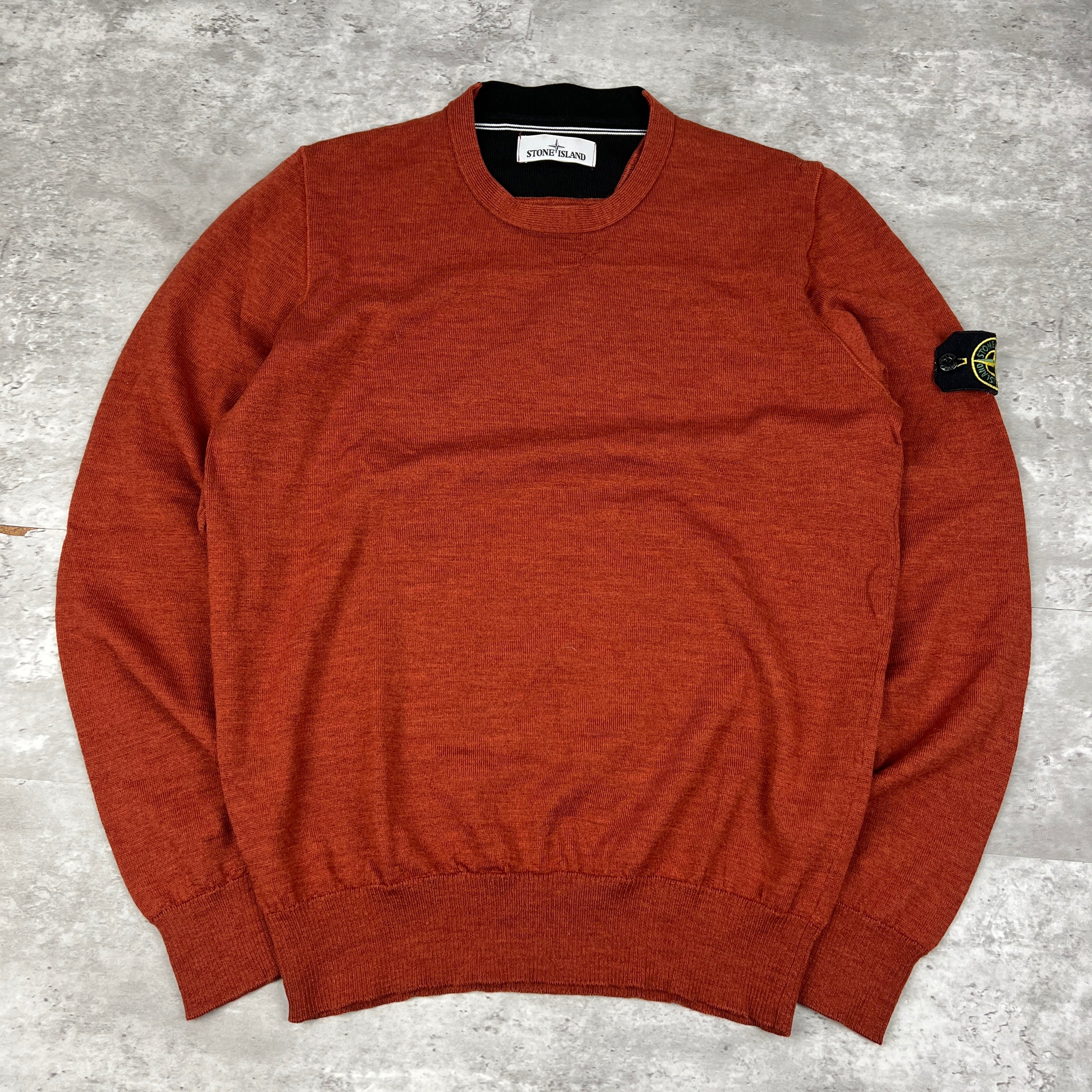Stone Island Crew Neck Wool Knit Jumper - Burnt Orange