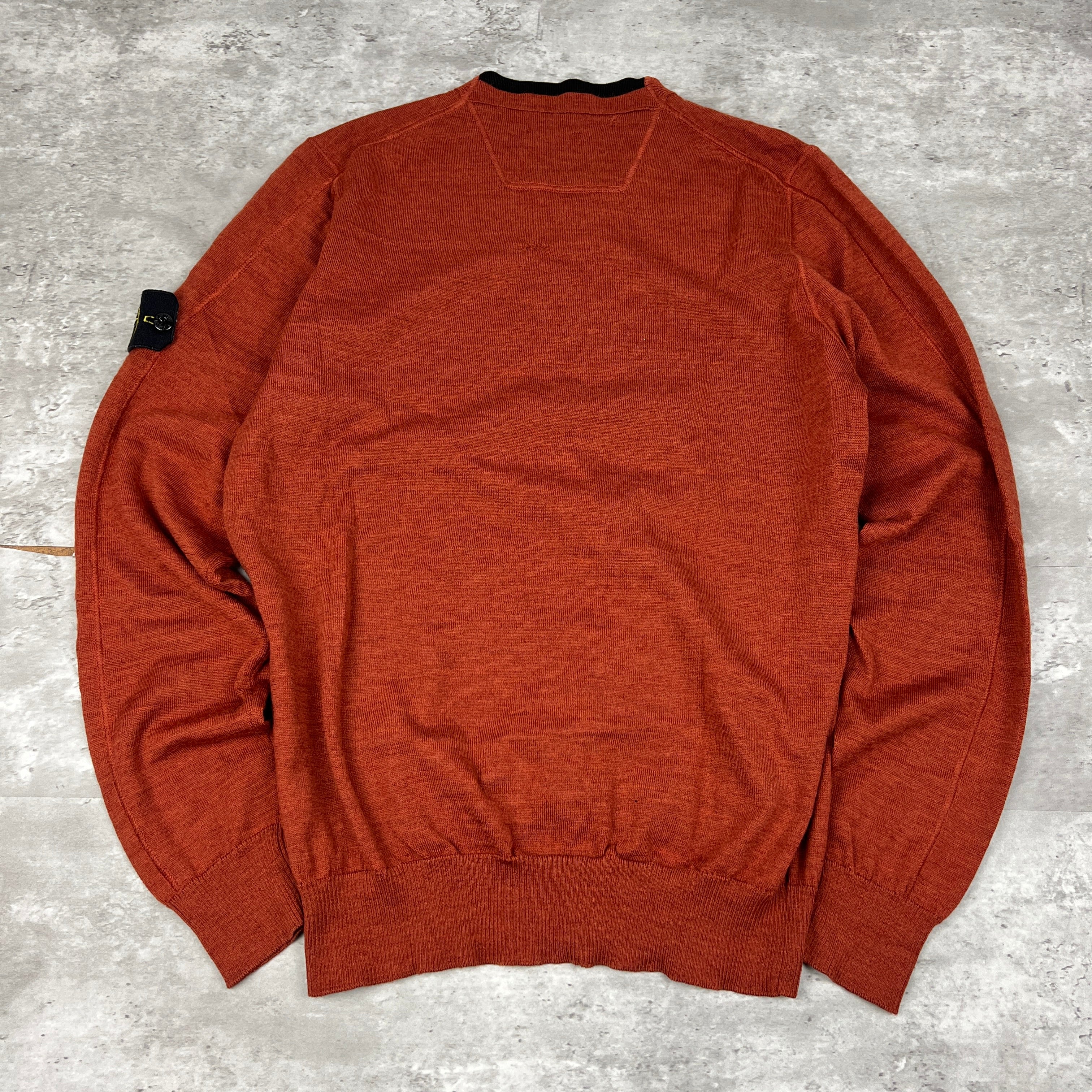 Stone Island Crew Neck Wool Knit Jumper - Burnt Orange