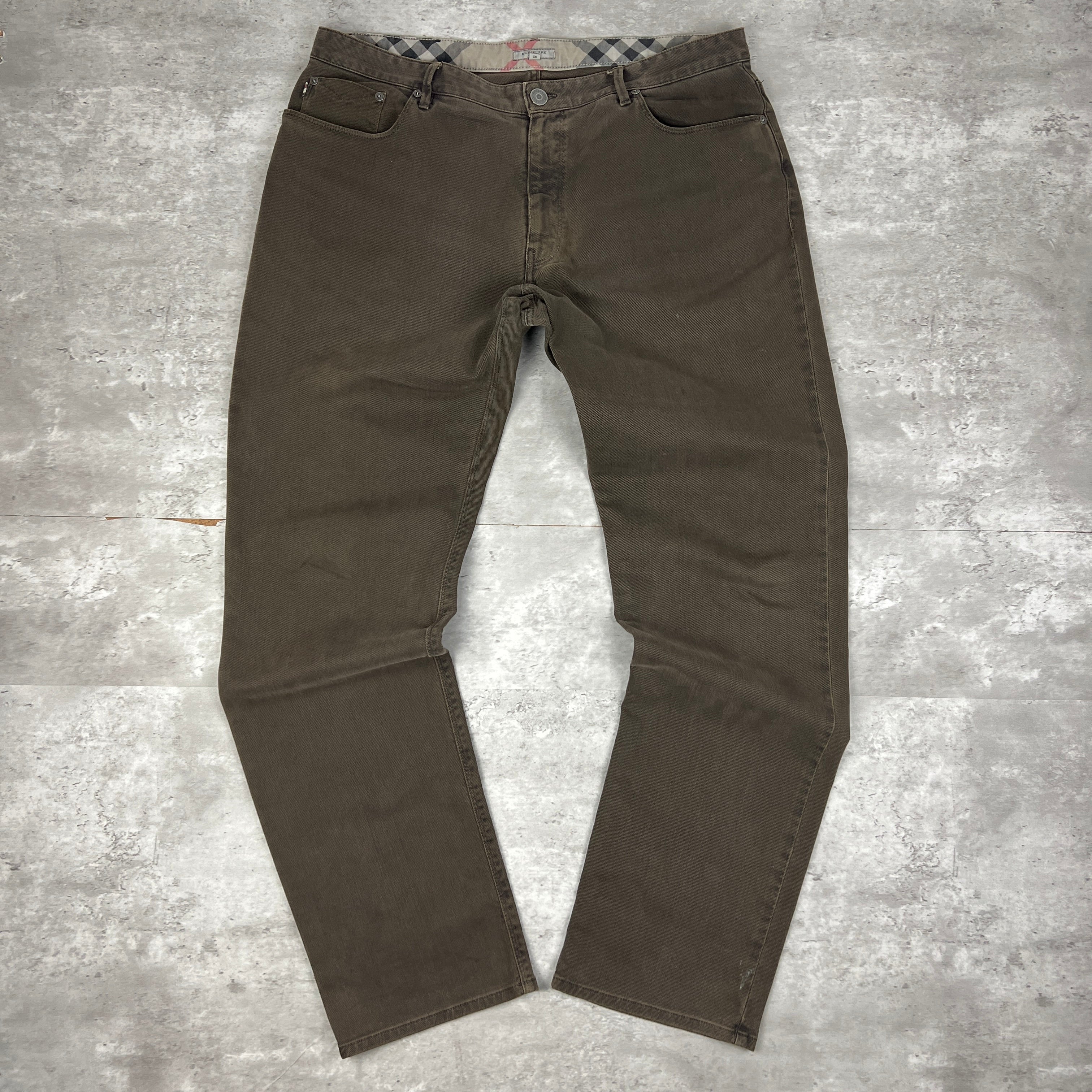 Vintage Burberry London Brown Cotton Stretch Trousers