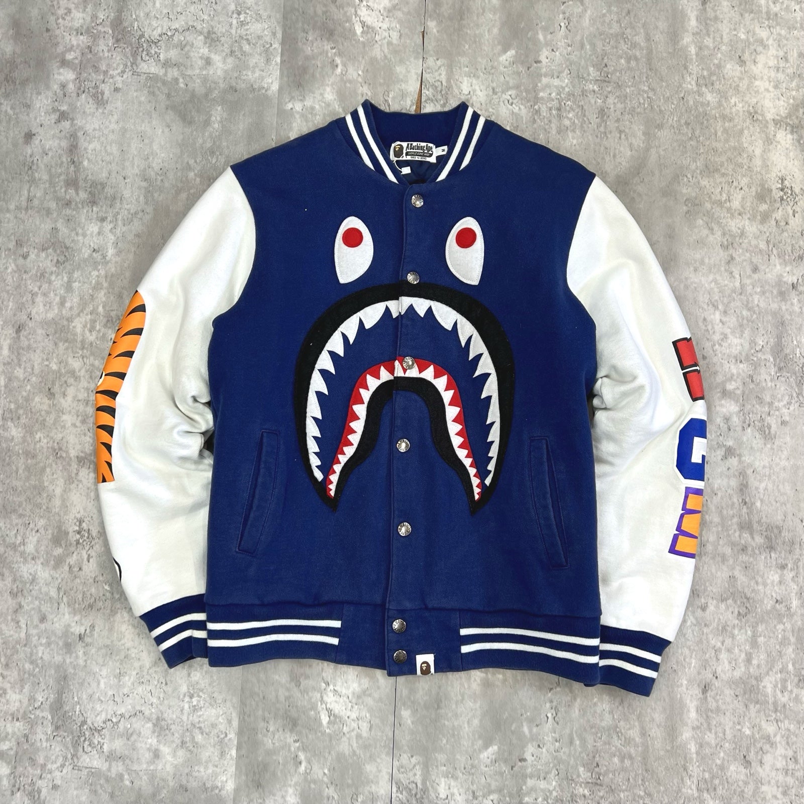 BAPE Shark Varsity Jacket in blue