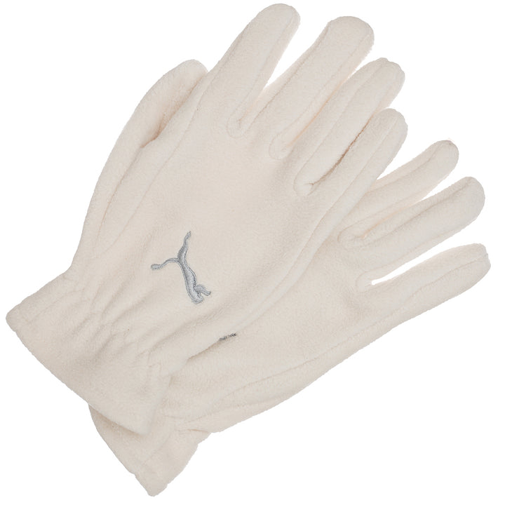 Women's Deadstock Puma fundamentals fleece gloves in cream with Puma logo. Connectors to connect both gloves. Perfect for winter - Colour: Cream Brand New with Tags - Size on Tag: Small