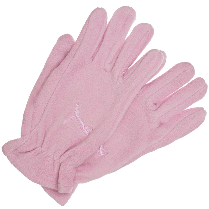 Women's Deadstock Puma fundamentals fleece gloves in pink with Puma logo. Connectors to connect both gloves. Perfect for winter - Colour: Pink Brand New with Tags - Size on Tag: Small