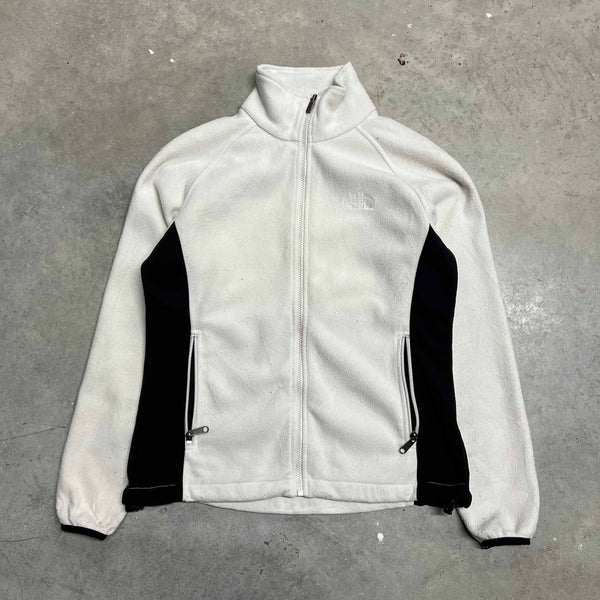 Vintage The North Face full zip fleece sweatshirt in white and black. Size on tag: Medium Measurements:  Pit to Pit: 20 inches  Length: 25 inches