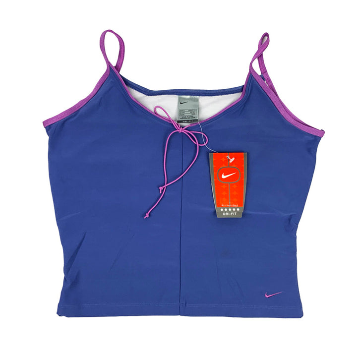 Y2k Women's Deadstock Vintage Nike Dri-Fit Crop Top in purple with embroidered Nike swoosh. Dri-Fit technology. Materials: Polyester/Elastane  Colour: Purple Brand New with Tags _ Size on Tag: XL (GB 16/18) Measurements:  Pit to Pit: 17 Inches
