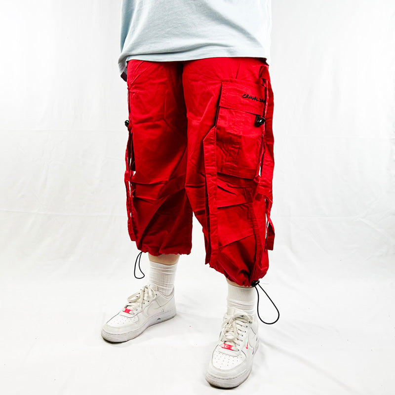 Vintage Criminal Damage Drome Cargo Shorts in Red