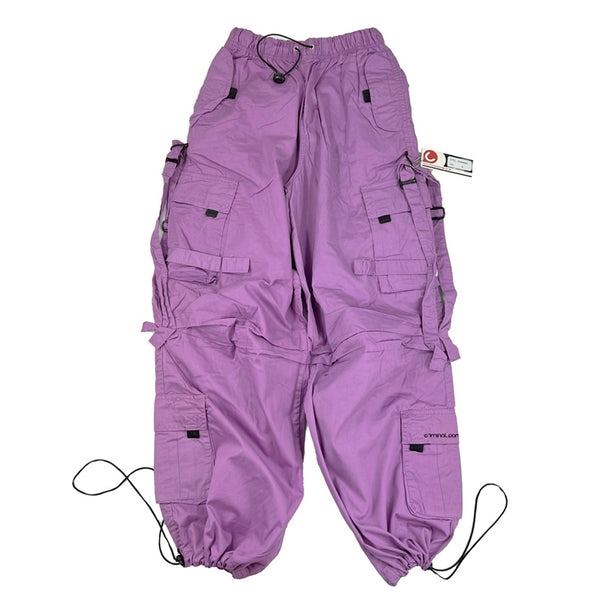 Super cute Deadstock Vintage Criminal Damage parachute cargo trousers in pink with Criminal Damage embroidered logo. Cord to waist. Plenty of pockets to sides and back. Lattice carnaby style. Adjustable cord to hem. Due to age you may need to tie the pull cord to keep in place Material: Polyester/Cotton Condition: Brand new with tags