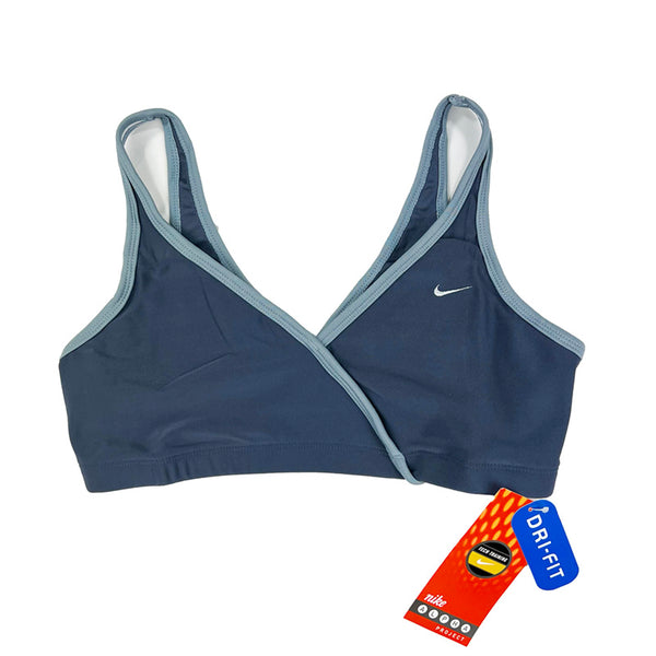 Super cute 90s Women's Deadstock Vintage Nike Project Dri-Fit sports bra in blue with Nike swoosh to chest. Dri-Fit technology. perfect for working out. Materials: Polyester/Elastane Colour: Blue