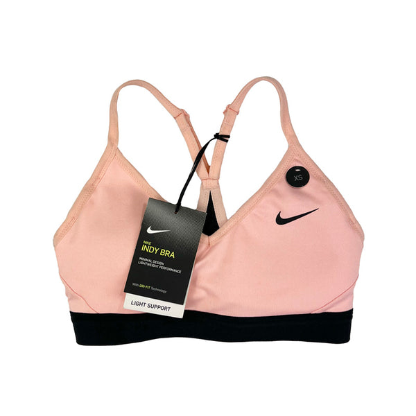 Women's Deadstock Vintage Nike Dri-Fit Indy sports bra in pink with Nike swoosh to chest. Dri-Fit technology. Light support. perfect for working out. Materials: Polyester/Elastane Colour: Pink Brand New with Tags _ Size on Tag: XS Pit to Pit: 11.5 Inches