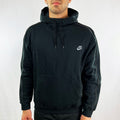 Y2K Deadstock Vintage Nike Spellout hoodie in black. Embroidered Nike spellout logo to chest. Kangaroo pocket to front. Hood with adjustable drawstrings. Comfortable and cosy. - Materials: 77% Cotton - 23% Polyester - Colour: Black Brand New with Tags