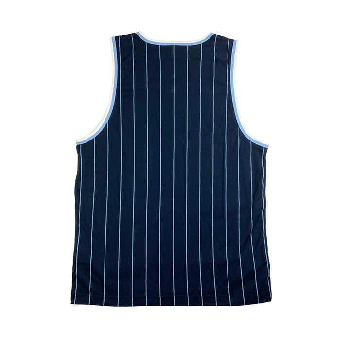 2002 VINTAGE NIKE SPELLOUT STRIPED TANK TOP - NAVY BLUE