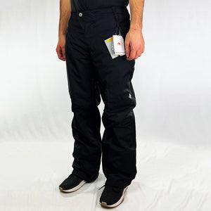 Y2K Women's Deadstock Vintage Nike ACG Cargo Ski Pants in black with Nike ACG branding. Storm-Fit technology. Thermore light insulation fleeced inner layer. Zip pockets. Boot gaiters. Belt loops for belt adjustment. - Materials:  Body: Nylon Fill: Polyester