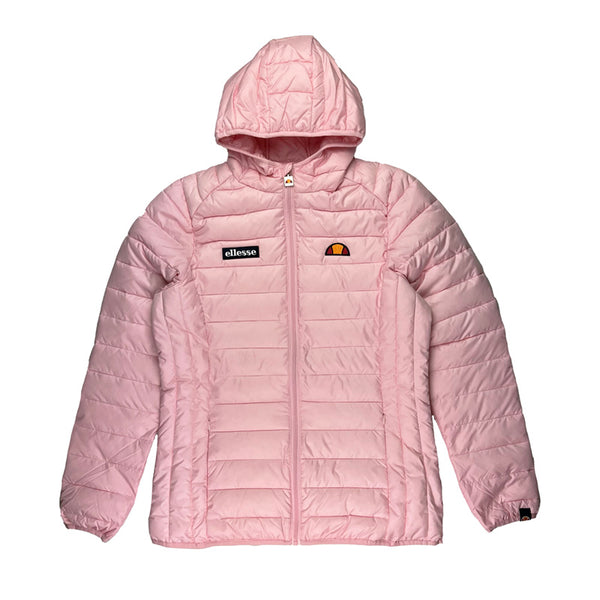 Women's Deadstock ellesse Lompard padded puffer jacket in light pink. Embroidered ellesse branding. Zip pockets to front on both sides. Elastic waist. Chin guard to full zip closure.  - Material: 100% Polyester - Colour: Baby Pink Brand New with Tags