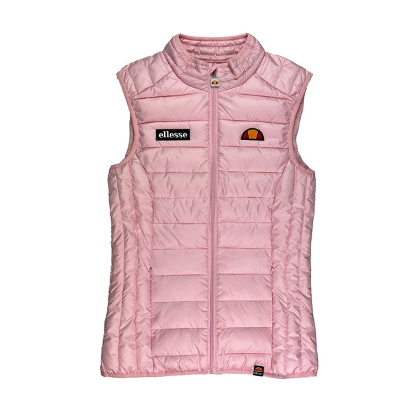 Women's Deadstock ellesse Baria gilet puffer jacket in light pink. Embroidered ellesse branding. Zip pockets to front on both sides. Elastic waist. Chin guard to full zip closure.  - Material: 100% Polyester - Colour: Baby Pink Brand New with Tags