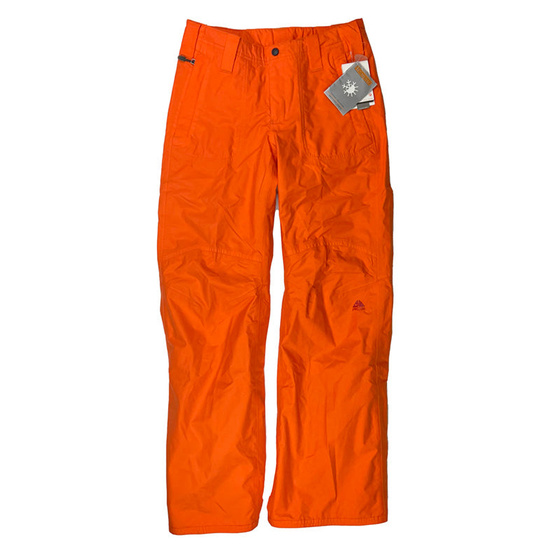 Y2K Women's Deadstock Vintage Nike ACG Ski Pants in Orange with Nike ACG branding. Thermore technology fleeced inner layer. Zip pockets to sides. Boot gaiters. Belt loops for belt adjustment. - Materials: Nylon - Colour: Orange Brand New with Tags