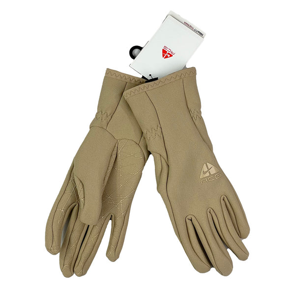Y2K Unisex Deadstock Vintage Nike ACG gloves in beige with Nike ACG branding. Therma-Fit technology. Web like grip in palms.  - Colour: Beige Brand New with Tags