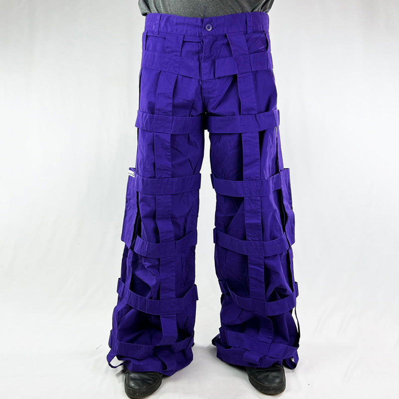Vintage Criminal Damage Lattice Cargo Trousers in Purple