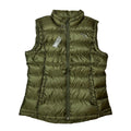 Women's Deadstock Puma puffer gilet jacket in khaki green. Puma print logo to chest. Full zip closure. Pockets to front. Down filled. - Material: Polyester Fill: Down - Colour: Khaki Green Brand New with Tags - Size on Tag: Large Measurements: Pit to Pit: 20.5 Inches Length: 26 Inches