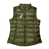 Women's Deadstock Puma puffer gilet jacket in khaki green. Puma print logo to chest. Full zip closure. Pockets to front. Down filled. - Material: Polyester Fill: Down - Colour: Khaki Green Brand New with Tags - Size on Tag: Large Measurements: Pit to Pit: 20.5 Inches Length: 26 Inches