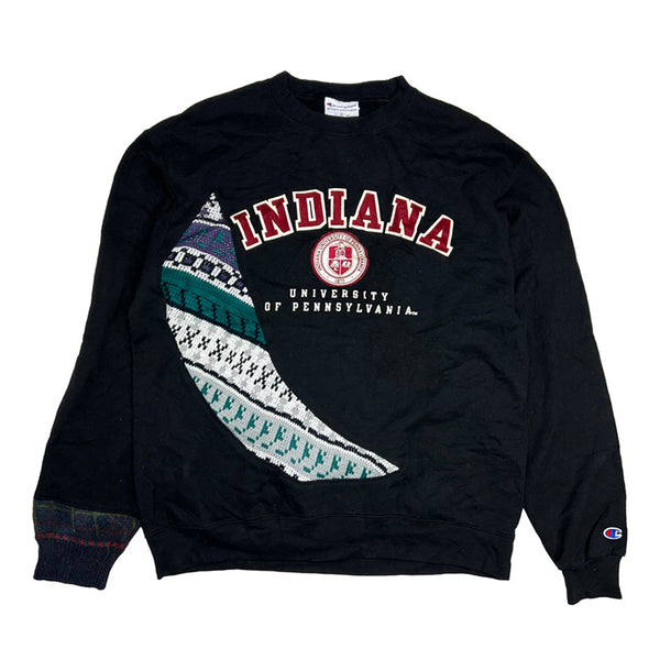 Vintage reworked Indiana University of Pennsylvania x COOGI Sweatshirt in black with large spellout to chest. Crewneck. Champion collab. - Colour: Black Condition: Good  - Size on Tag: Large Measurements: Pit to Pit: 22.5 Inches Length: 27.5 Inches  All our items are of vintage conditions. This means some items may show signs of minor wear. Any major defects will be pictured and/or stated in the description. We recommend to wash all vintage items before use.