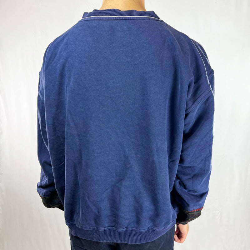 REWORK Fila x COOGI Sweatshirt 90s Spellout Crewneck Large Navy Blue