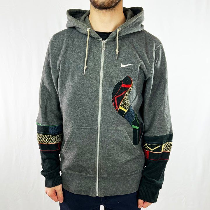 Vintage reworked Nike x COOGI Hoodie in dark grey with logo to chest. Drawstrings to hood. Full zip closure. Pockets to front. - Colour: Dark Grey Condition: Good  - Size on Tag: Medium Measurements: Pit to Pit: 22 Inches Length: 28 Inches