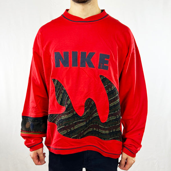Vintage reworked Nike x COOGI Sweatshirt in red with large spellout logo to chest. Crewneck. - Colour: Red Condition: Good  - Size on Tag: XL Measurements: Pit to Pit: 25 Inches Length: 26 Inches