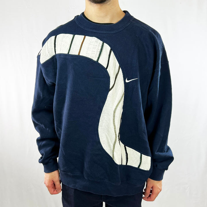 Vintage reworked Nike x COOGI Sweatshirt in navy blue with small swoosh logo to chest. Crewneck. - Colour: Navy Blue Condition: Good  - Size on Tag: XL Measurements: Pit to Pit: 26.5 Inches Length: 27.5 Inches