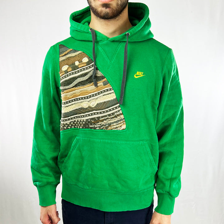 Mens vintage Nike hoodie in green reworked with coogi
