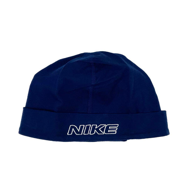 90s Deadstock Vintage Nike Spellout Skull Cap in Navy Blue with embroidered Nike Swoosh to centre and spellout to opposite side. Colour: Navy Blue Brand New with Tags  -  Size on Tag: Adult Unisex